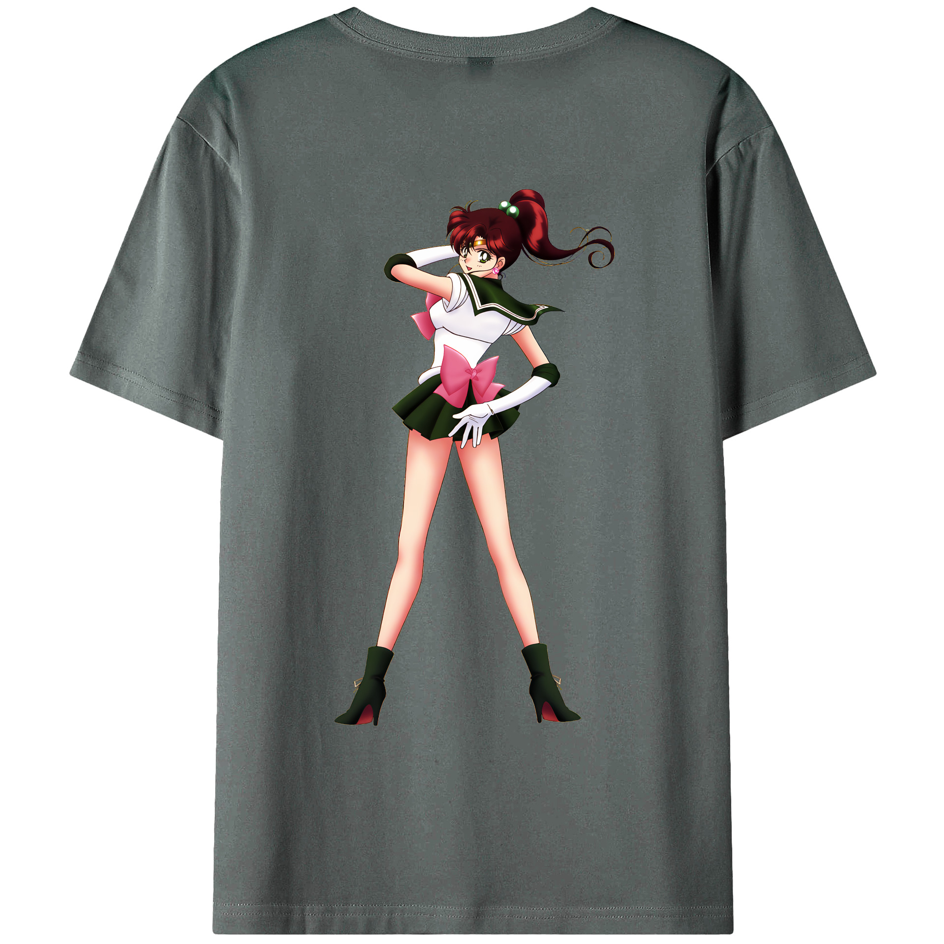（画像用） 美少女戦士セーラームーン 木野 まこと きの まこと Sailor Moon Kino Makoto （セーラージュピター；Sailor Jupiter） 綿100％ メンズ半袖Tシャツ（バックプリント） 通気性